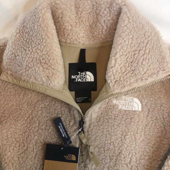 NWT NORTH FACE Platte Sherpa Fleece Zip Front Pullover XS in Natural "Flax" - Picture 8 of 11